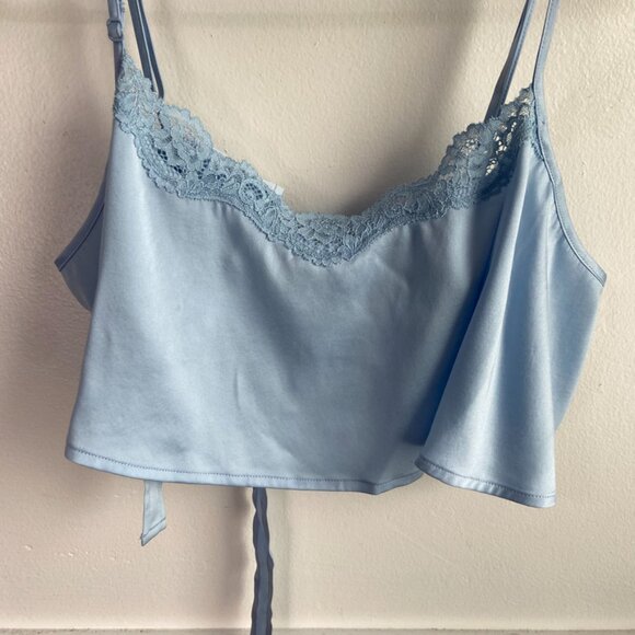 NWOT Skims Glacier Blue Bridal Silk Super Cropped Cami - Picture 11 of 11